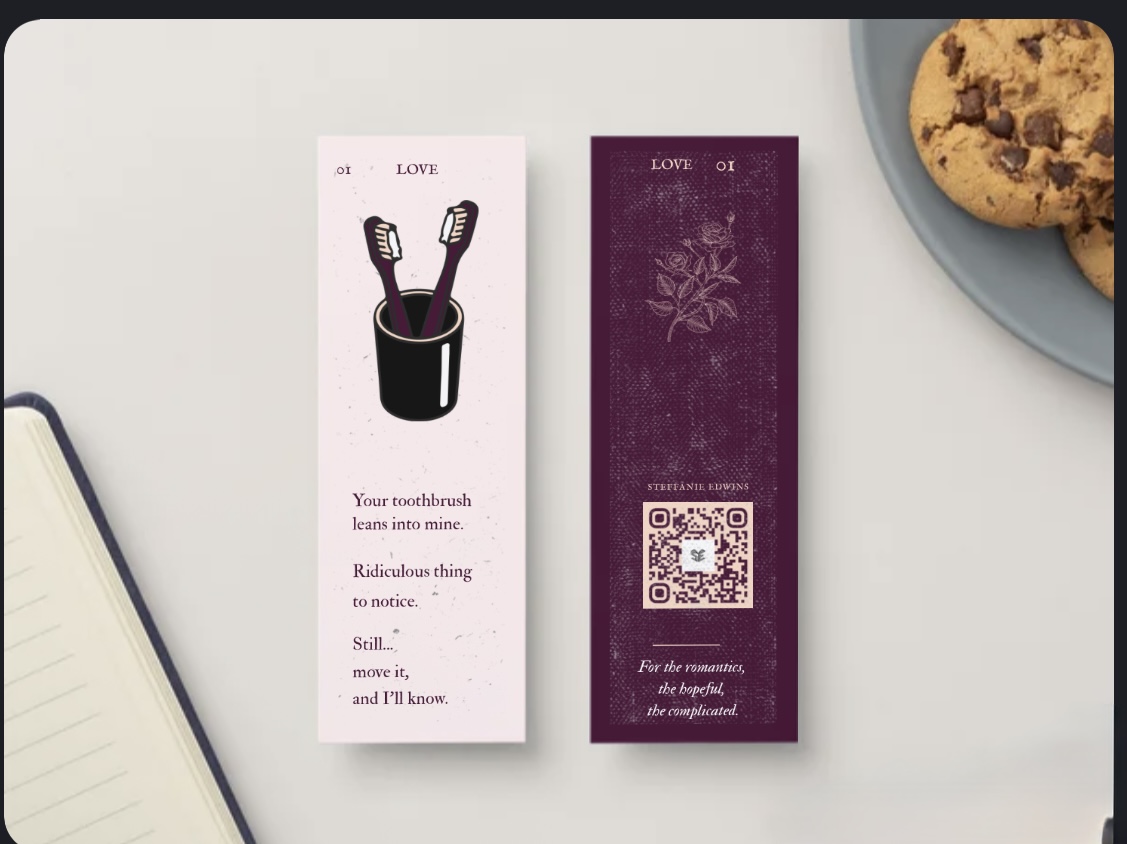 Front and reverse of the Love collection bookmark Your Toothbrush.